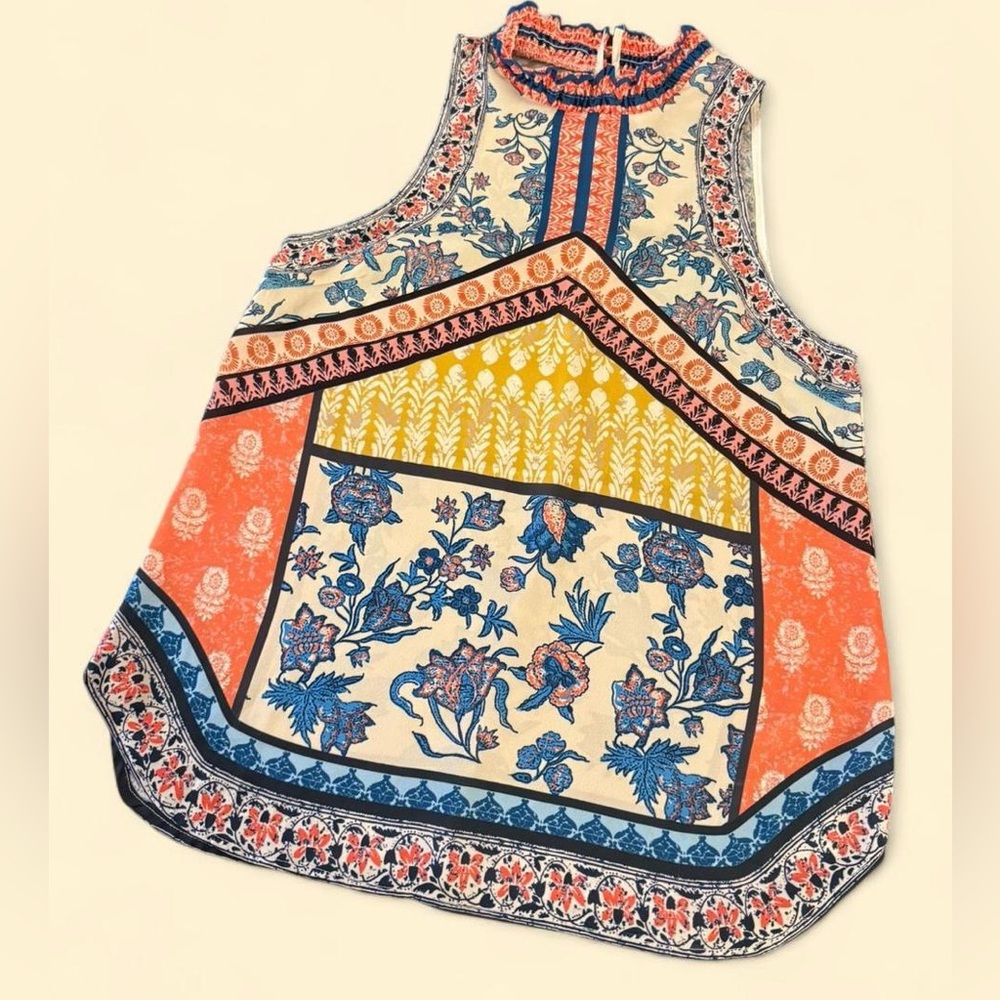 Jealous Tomato Floral Printed Blouse Size Small Bohemian Patchwork Boho Garden